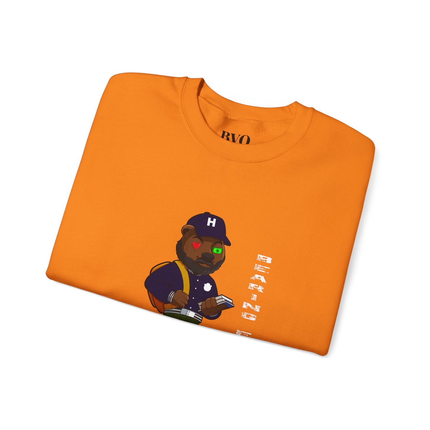 Bear Varsity Safety Orange Crewneck Sweatshirt — 'Bear With Me' Streetwear Collection