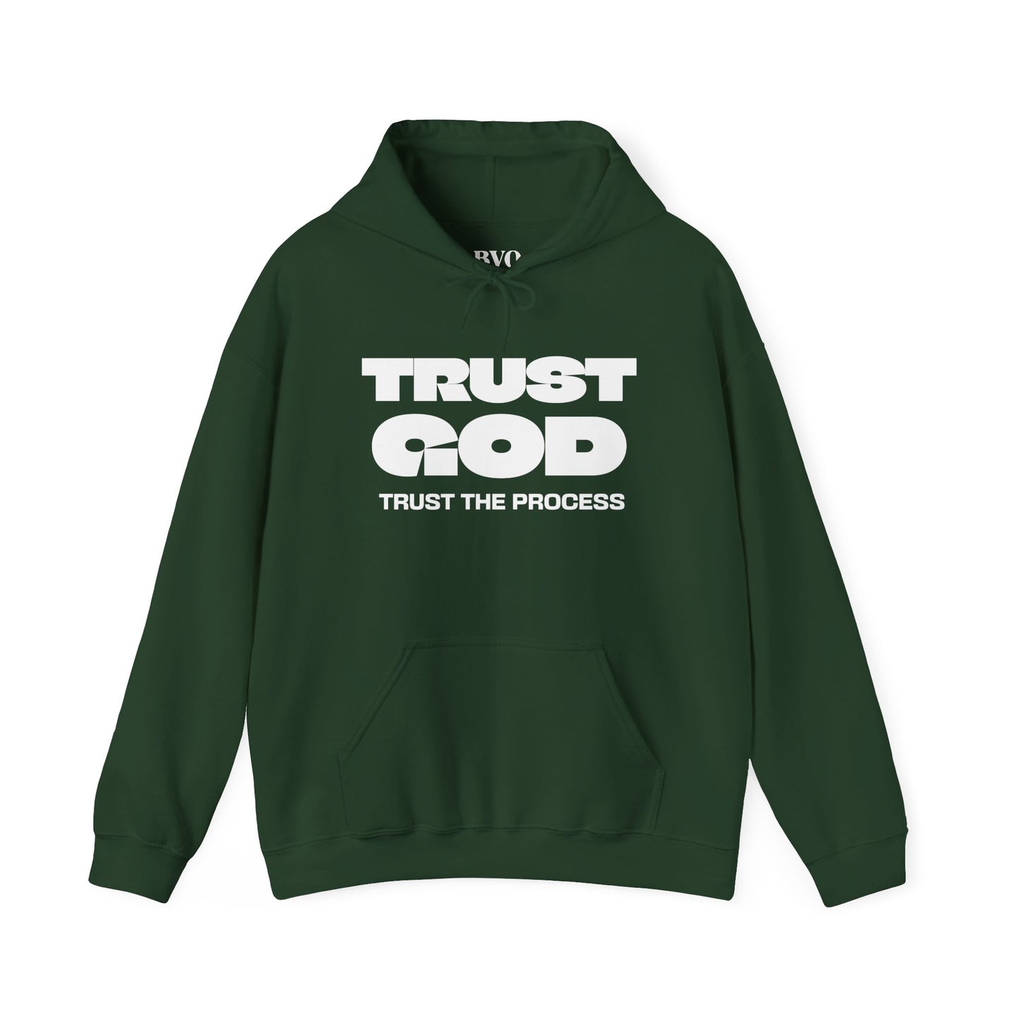 Trust God Forest Green Hoodie — "Trust the Process" Inspirational Christian Pullover
