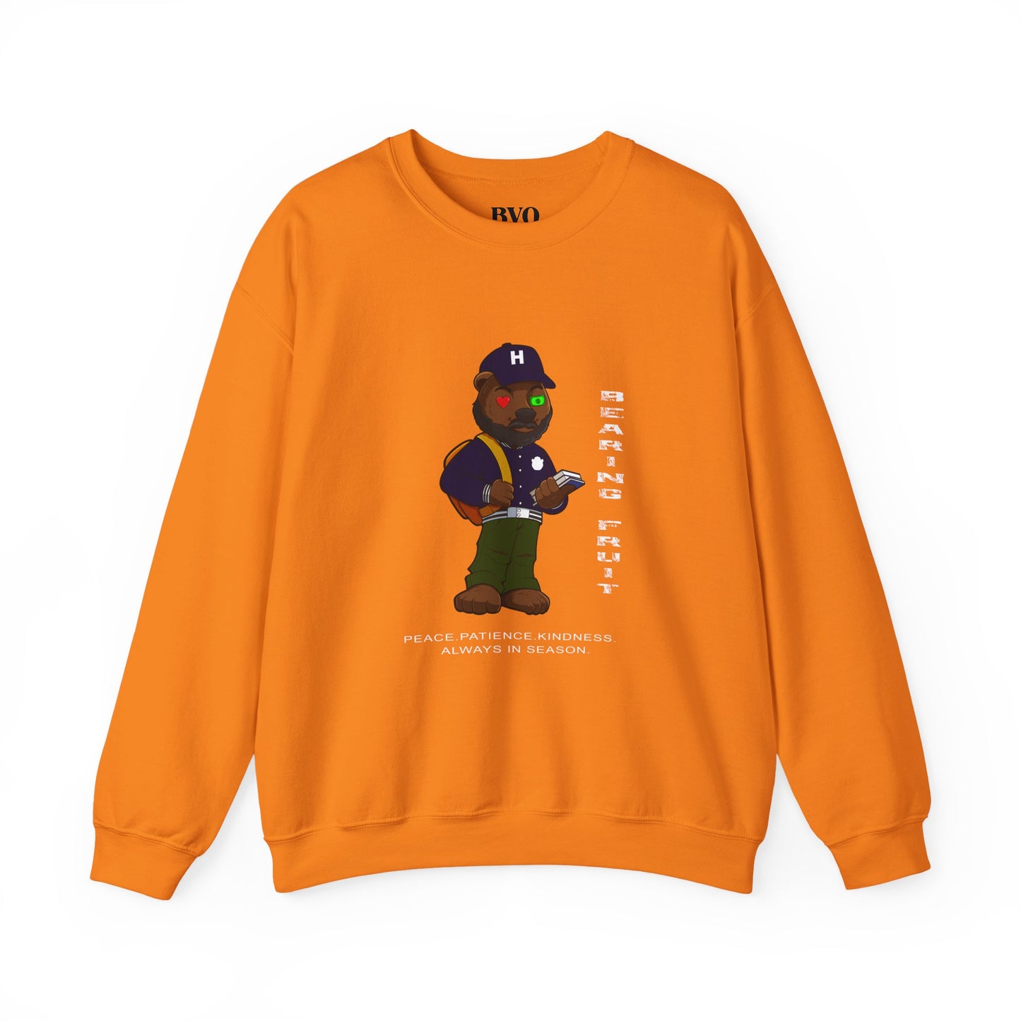 Bear Varsity Safety Orange Crewneck Sweatshirt — 'Bear With Me' Streetwear Collection
