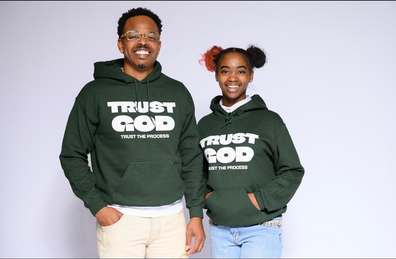 Trust God Forest Green Hoodie — "Trust the Process" Inspirational Christian Pullover