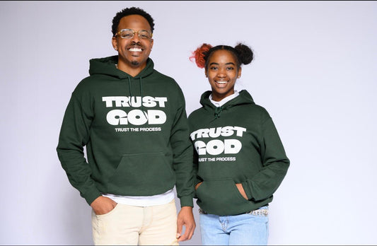 Trust God Forest Green Hoodie — "Trust the Process" Inspirational Christian Pullover