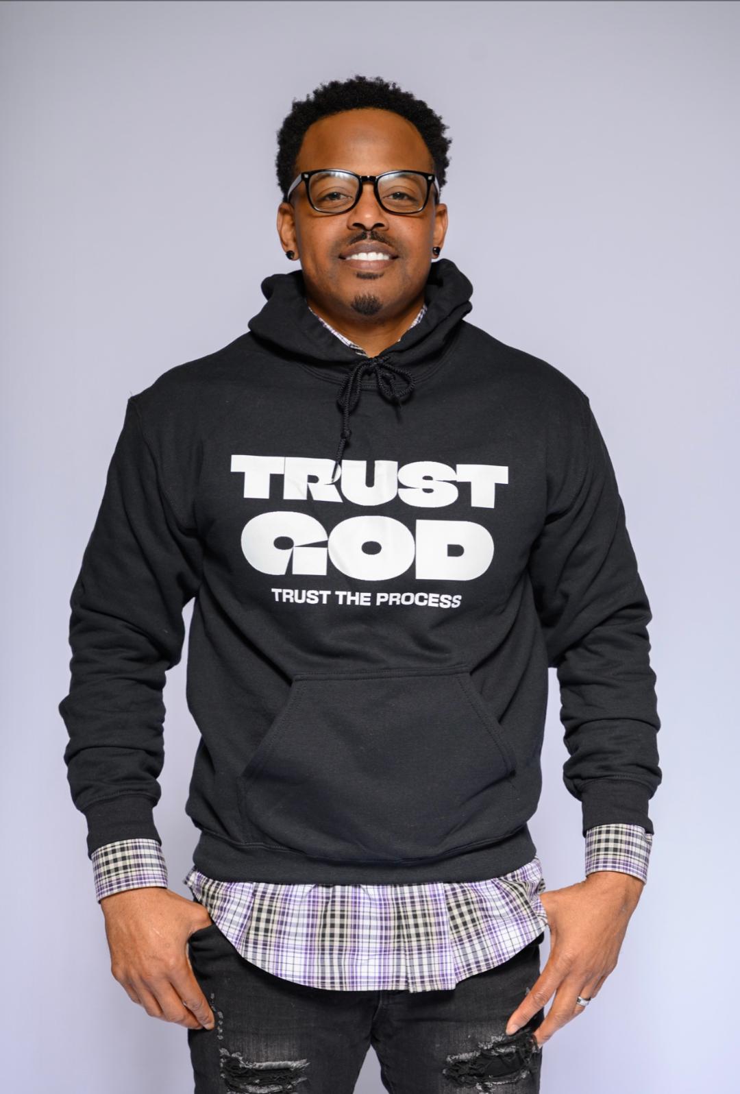 Trust God Black Hoodie — "Trust the Process" Inspirational Christian Sweatshirt
