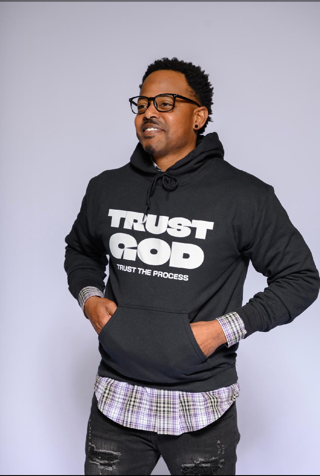 Trust God Black Hoodie — "Trust the Process" Inspirational Christian Sweatshirt