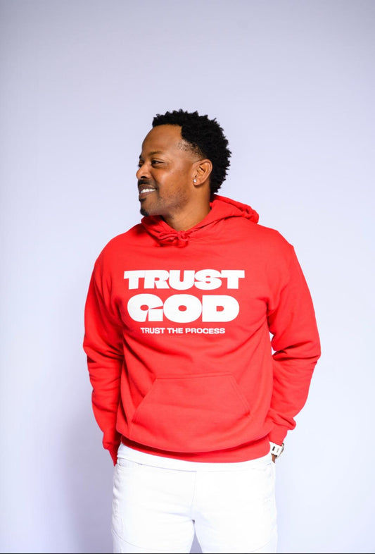 Trust God Red Hoodie - "Trust the Process" Christian Faith Pullover