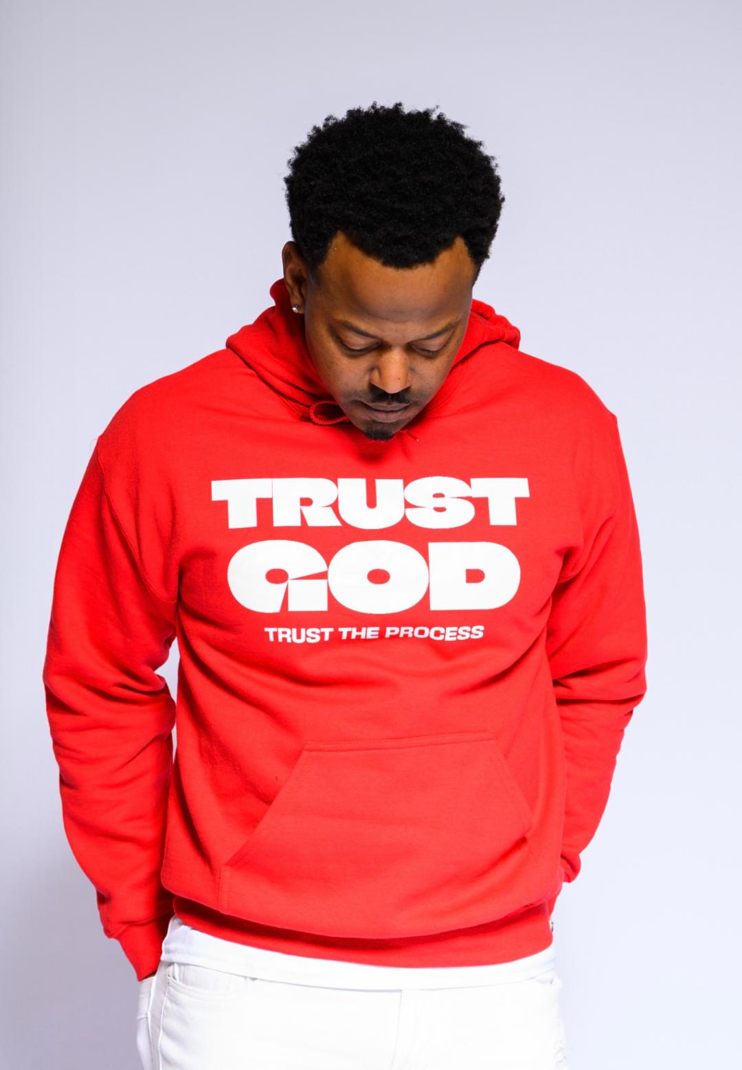 Trust God Red Hoodie - "Trust the Process" Christian Faith Pullover